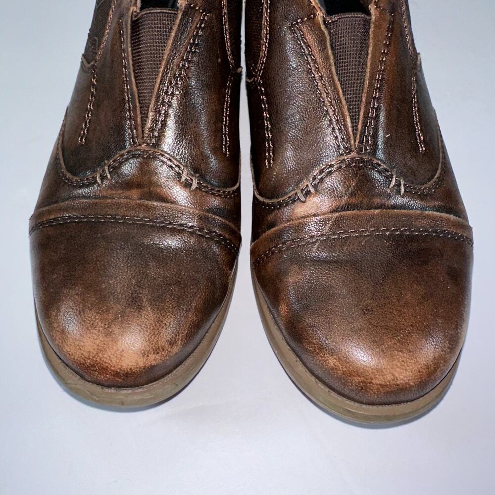 Earth Blythe Shoes Womens 7.5W Wide Brown Leather Comfort Cap Toe Oxford Slip On - Picture 4 of 12